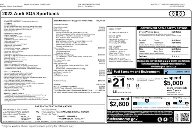 audi sq5 sportback 2023 WA124AFY6P2105439 image audi sq5 sportback 2023 WA124AFY6P2105439 image